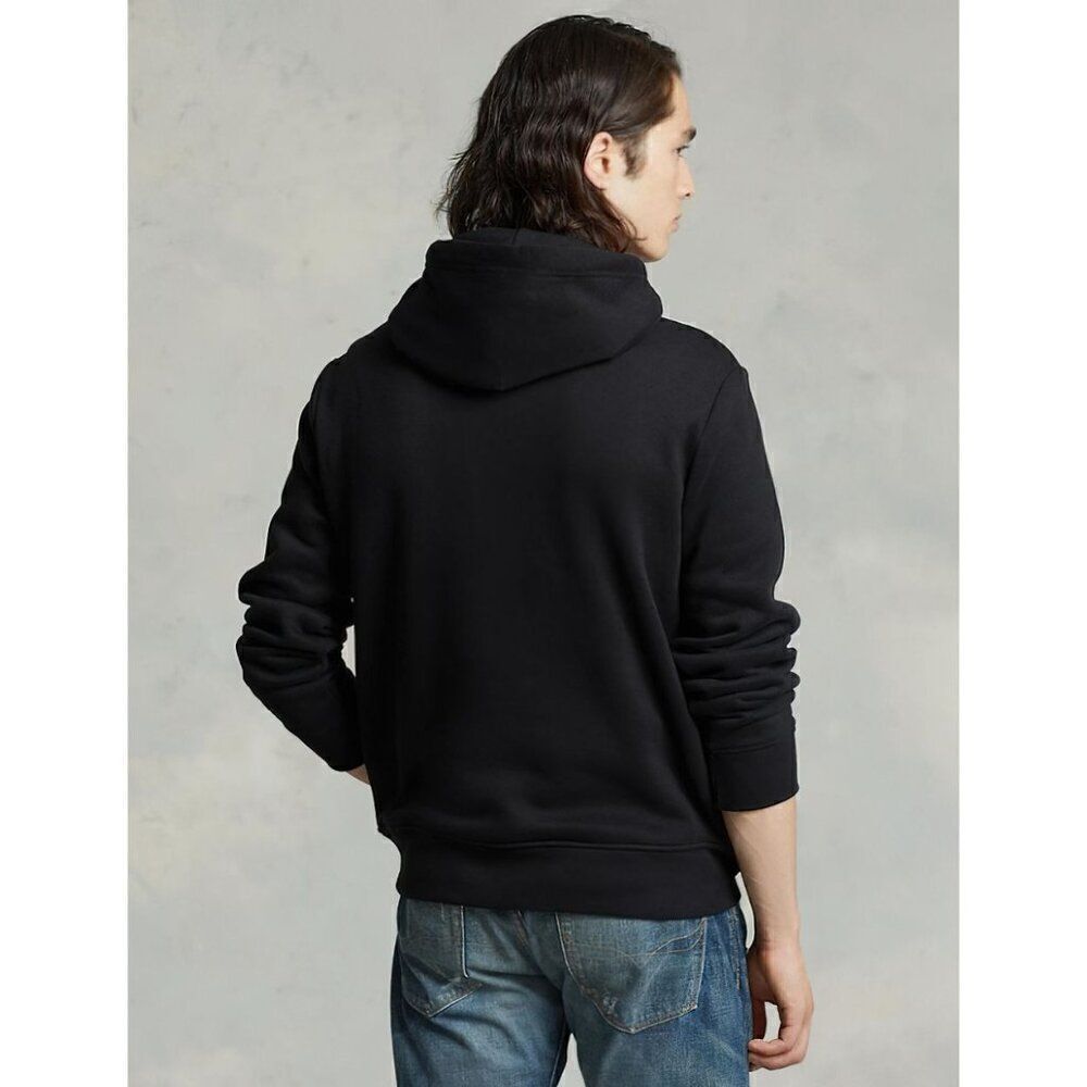 Polo Ralph Lauren Men's Slim Fit Checked Big Pony Logo Fleece Hoodie Black XL - Picture 2 of 15